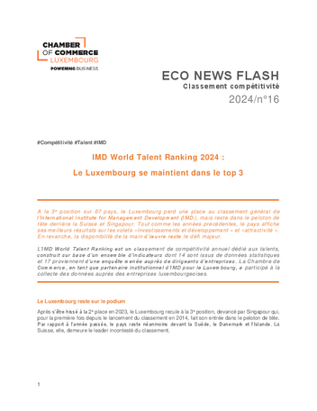 Eco News Flash - IMD World Talent Ranking 2024